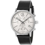Calvin Klein Post Minimal White Dial Black Leather Strap Watch for Men - K7627120