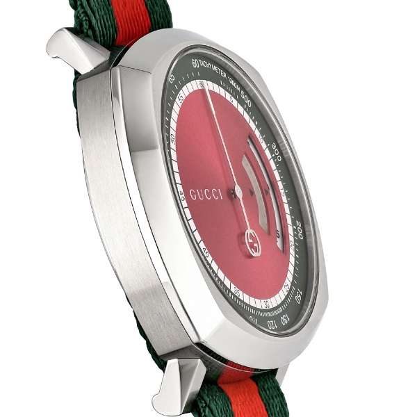Gucci Grip Quartz Chronograph Red Dial Two Tone NATO Strap Watch for Men - YA157304