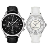 Tissot T Classic Chemin Des Tourelles Chronograph Black Dial Black Leather Strap Watch For Men - T099.427.16.058.00