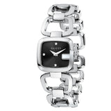 Gucci G Diamonds Black Dial Silver Steel Strap Watch For Women - YA125509