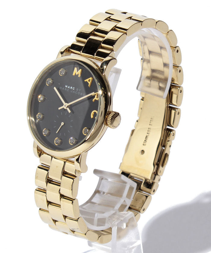 Marc Jacobs Baker Dexter Black Dial Gold Steel Strap Watch for Women - MBM3421