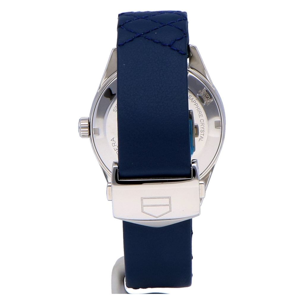 Tag Heuer Carrera Quartz Diamonds Blue Dial Blue Leather Strap Watch for Women - WAR1114.FC6391