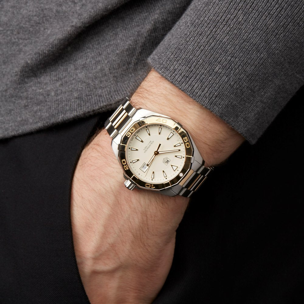 Tag Heuer Aquaracer Automatic White Dial Two Tone Steel Strap Watch for Men - WAY2151.BD0912