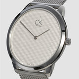 Calvin Klein Minimal White Dial Silver Mesh Bracelet Watch for Men - K3M2112Y