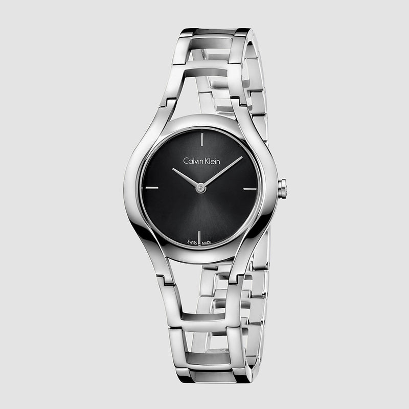 Calvin Klein Class Black Dial Silver Steel Strap Watch for Women - K6R23121