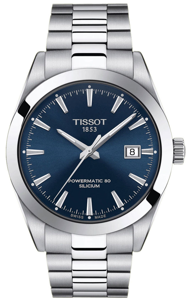 Tissot Gentlemen Powermatic 80 Silicium Blue Dial Silver Steel Strap Watch For Men - T127.407.11.041.00