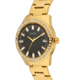 Guess Sparkler Diamonds Black Dial Gold Steel Strap Watch for Women - GW0111L2