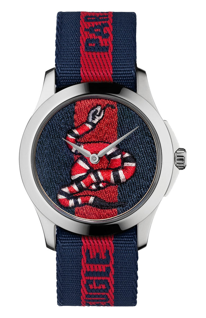 Gucci Le Marche Des Merveilles Blue Red Dial Blue Red Nylon Strap Unisex Watch - YA126493