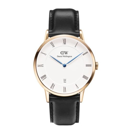 Daniel Wellington Classic Sheffield White Dial Black Leather Strap Watch For Men - DW00100084