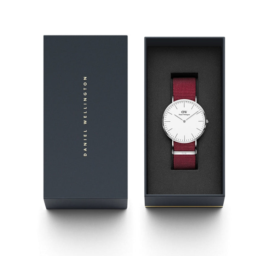Daniel Wellington Classic Roselyn White Dial Red NATO Strap Watch For Women - DW00100268
