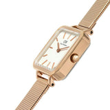 Daniel Wellington Quadro Studio White Dial Rose Gold Mesh Strap Watch For Women - DW00100517