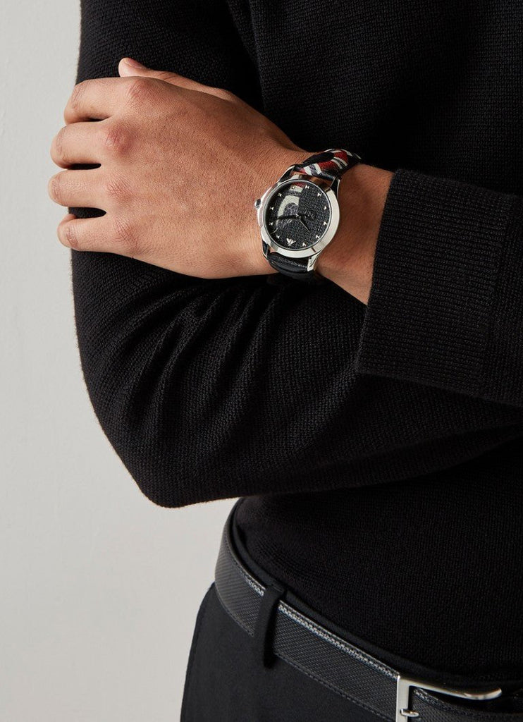 Gucci Le Marche Des Merveilles Black Dial Black Leather Strap Unisex Watch - YA1264007