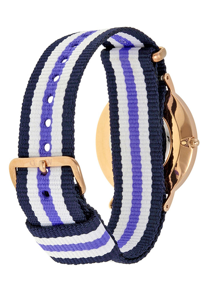 Daniel Wellington Classic Trinity White Dial Three Tone Nylon Strap Watch For Women - 0509DW