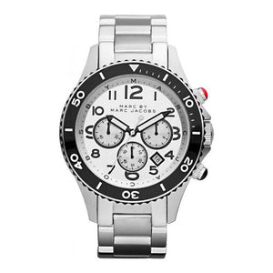 Marc Jacobs Rock Chronograph White Dial Silver Steel Strap Watch for Men - MBM5027