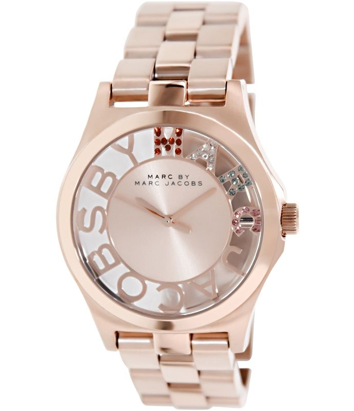 Marc Jacobs Henry Skeleton Rose Gold Dial Rose Gold Steel Strap Watch for Women - MBM3264
