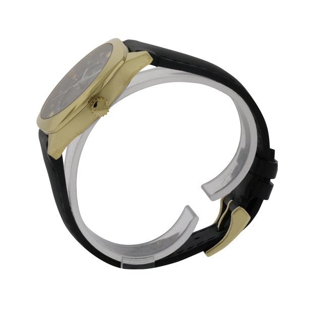 Gucci GG2570 Quartz Black Dial Black Leather Strap Watch For Women - YA142408