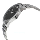 Movado Museum Diamonds Black Dial Silver Steel Strap Watch For Men - 606878