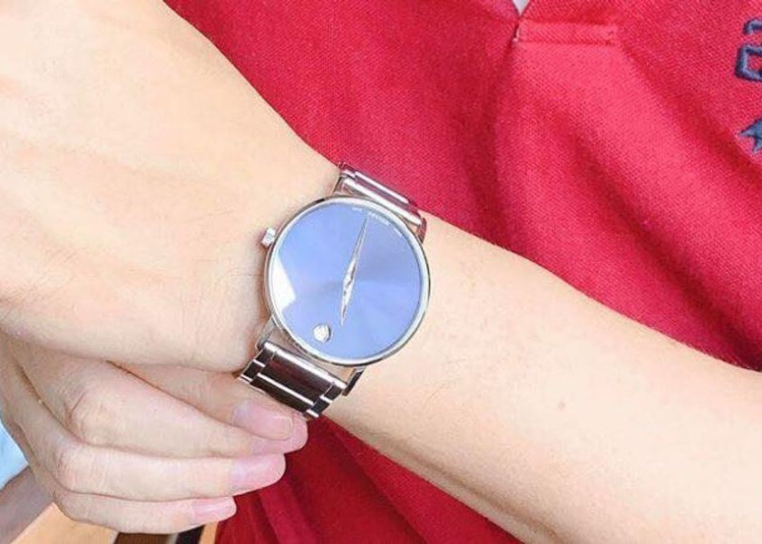 Movado Museum Classic Blue Dial Silver Steel Strap Watch for Men - 0607212