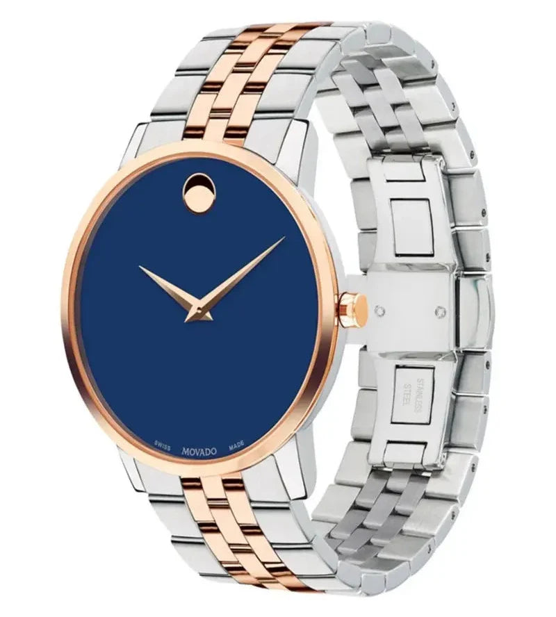 Movado Museum Classic Blue Dial Two Tone Steel Strap Watch for Men - 0607267