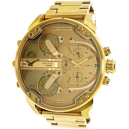 Diesel Mr Daddy 2.0 Chronograph Gold Dial Gold Steel Strap Watch For Men - DZ7399