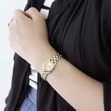 Marc Jacobs Henry Dinky Gold Dial Gold Steel Strap Watch for Women - MBM3199