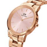 Daniel Wellington Iconic Link Pink Dial Rose Gold Steel Strap Watch For Women - DW00100335