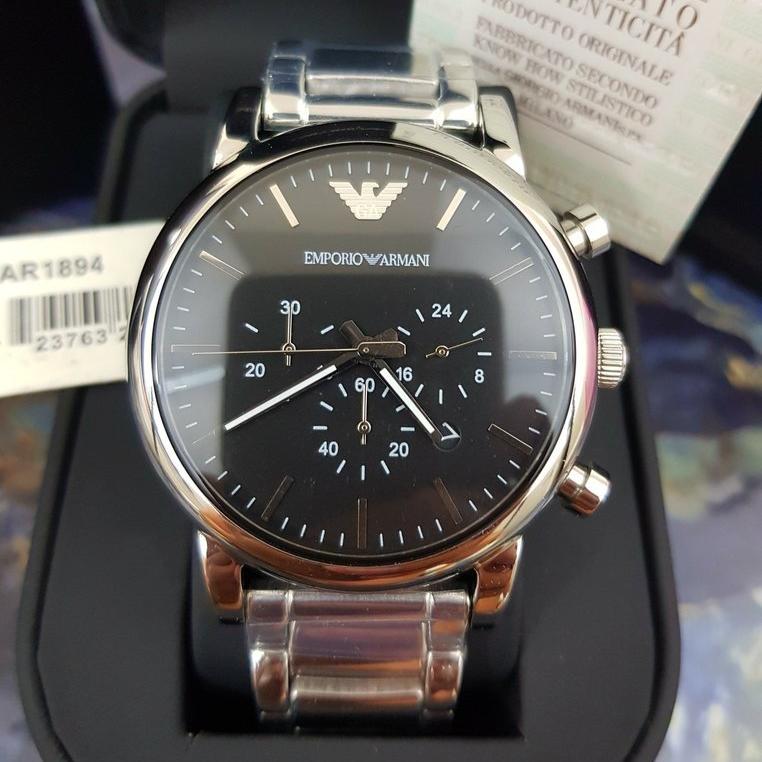 Emporio Armani Luigi Black Dial Silver Steel Strap Watch For Men - AR1894