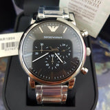 Emporio Armani Luigi Black Dial Silver Steel Strap Watch For Men - AR1894