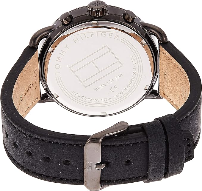 Tommy Hilfiger Briggs Black Dial Black Leather Strap Watch for Men - 1791426