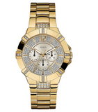 Guess Vista Diamonds Gold Dial Gold Steel Strap Watch for Women - W13573L1