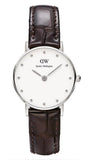 Daniel Wellington York White Dial Brown Leather Strap Watch For Women - DW00100069