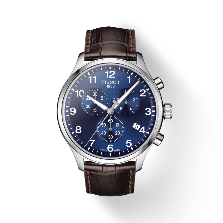 Tissot Chrono XL Classic Blue Dial Brown Leather Strap Watch For Men - T116.617.16.047.00