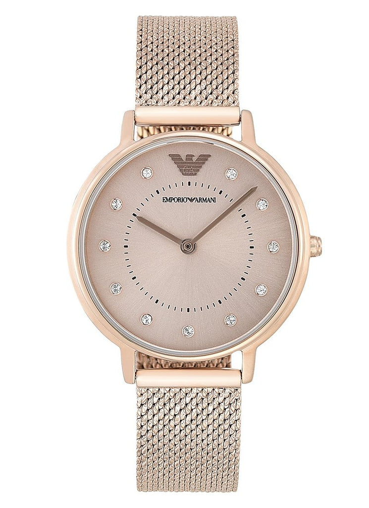 Emporio Armani Kappa Pink Dial Pink Mesh Bracelet Watch For Women - AR11129