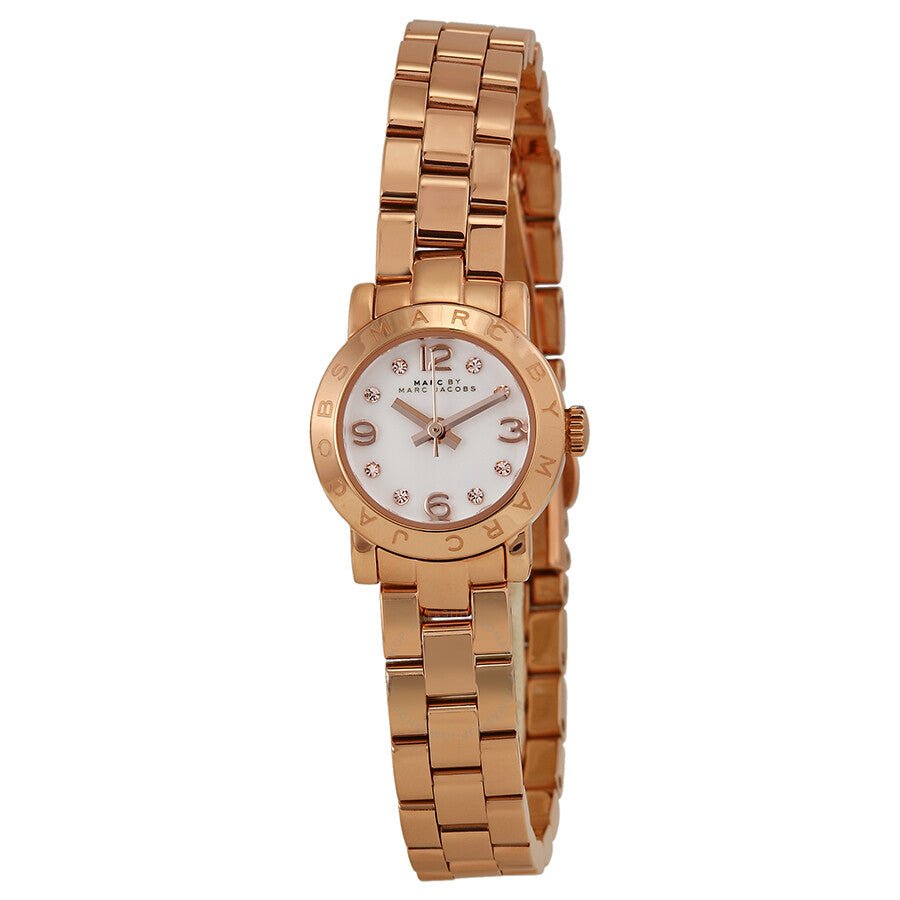 Marc Jacobs Amy White Dial Rose Gold Steel Strap Watch for Women - MBM3227