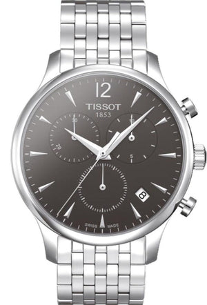 Tissot T Classic Tradition Chronograph Black Dial Silver Steel Strap Watch For Men - T063.617.11.067.00