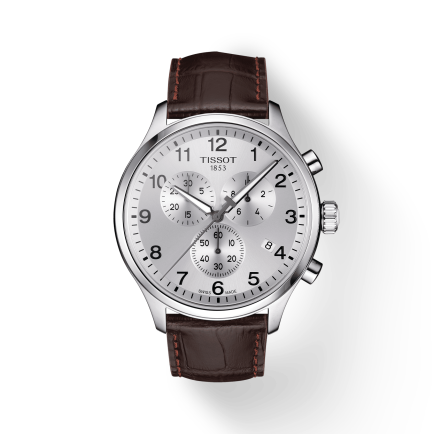 Tissot Chrono XL Silver Dial Brown Leather Strap Watch For Men - T116.617.16.037.00