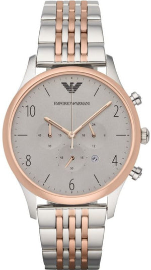 Emporio Armani Beta Chronograph Grey Dial Two Tone Steel Strap Watch For Men - AR1864