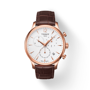 Tissot T Classic Tradition Chronograph White Dial Brown Leather Strap Watch For Men - T063.617.36.037.00