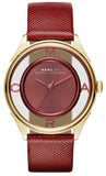 Marc Jacobs Tether Transparent Red Dial Red Leather Strap Watch for Women - MBM1377