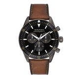 Movado Heritage Series 29mm Calendoplan Chronograph Black Dial Brown Leather Strap Watch For Men - 3650060