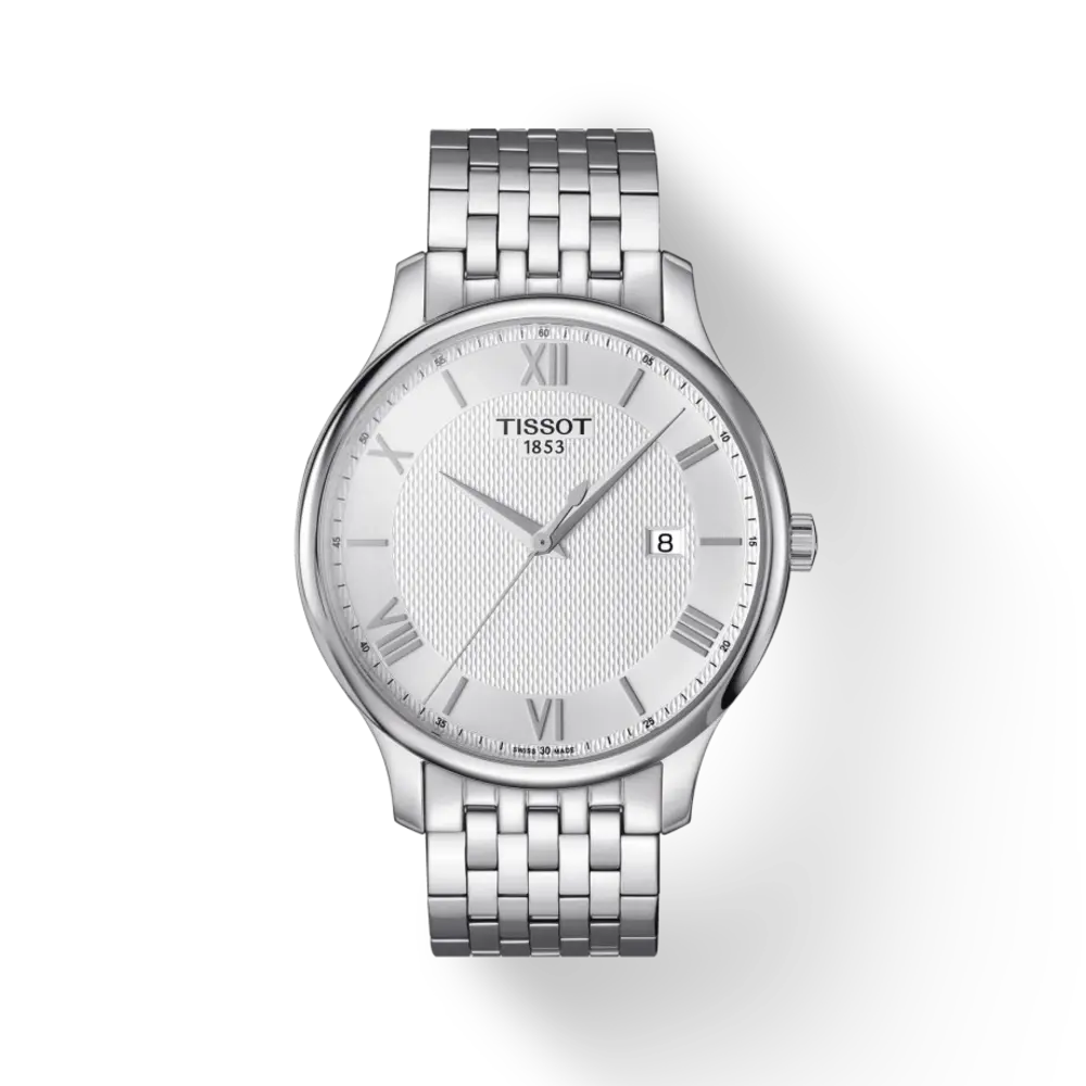 Tissot T Classic Tradition Silver Dial Silver Steel Strap Watch For Men - T063.610.11.038.00