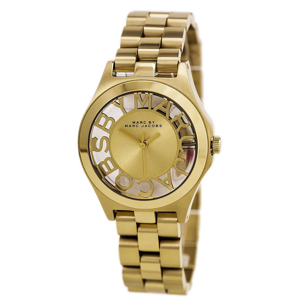 Marc Jacobs Henry Gold Dial Gold Steel Strap Watch for Women - MBM3292