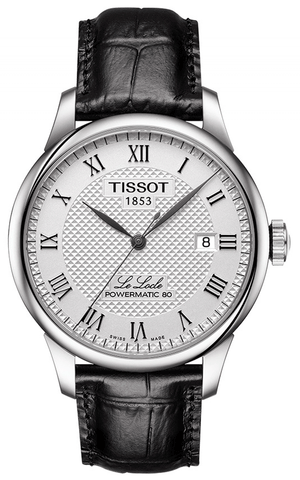 Tissot Le Locle Powermatic 80 Silver Dial Black Leather Strap Watch For Men - T006.407.16.033.00