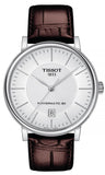Tissot T-Classic Powermatic 80 Silver Dial Brown Leather Strap Watch For Men - T122.407.16.031.00