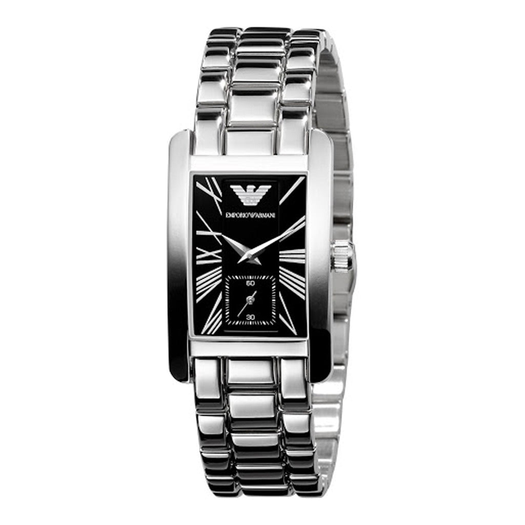 Emporio Armani Classic Black Dial Silver Stainless Steel Watch For Women - AR0157
