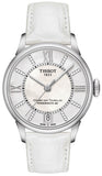Tissot Chemin Des Tourelles Powermatic 80 Lady White Dial White Leather Strap Watch For Women - T099.207.16.116.00