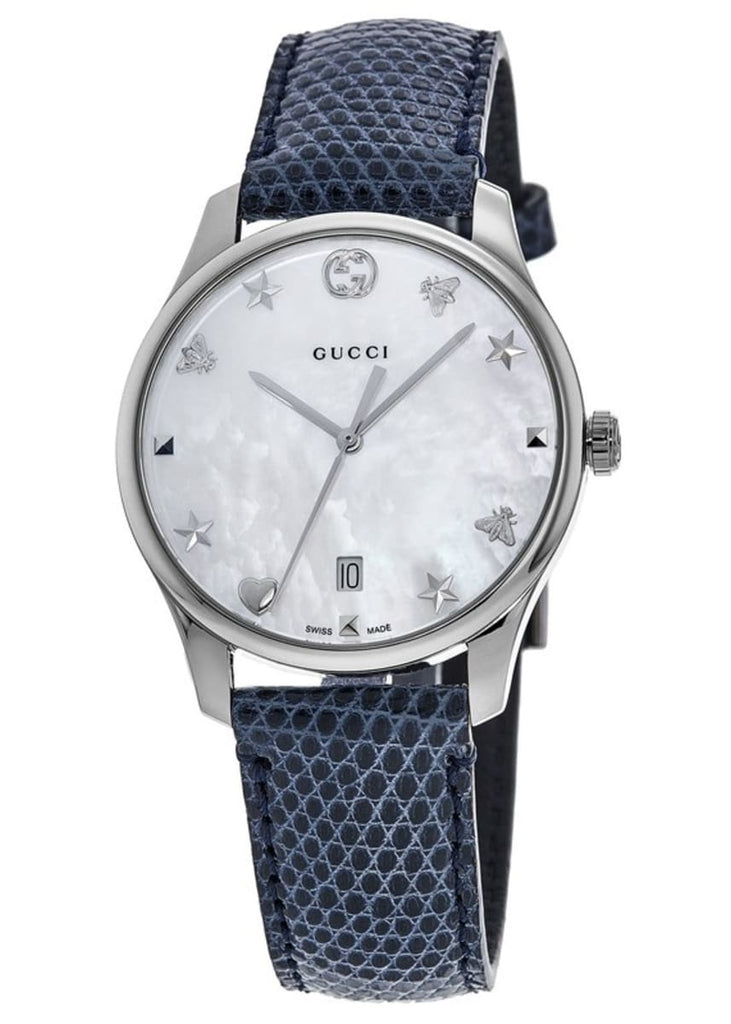 Gucci G-Timeless Signature Mother of Pearl Star Dial Blue Watch For Women - YA126588