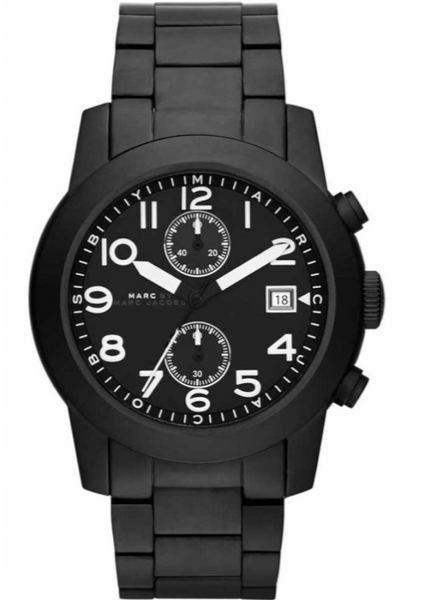 Marc Jacobs Larry Chronograph Black Dial Black Steel Strap Watch for Men - MBM5052