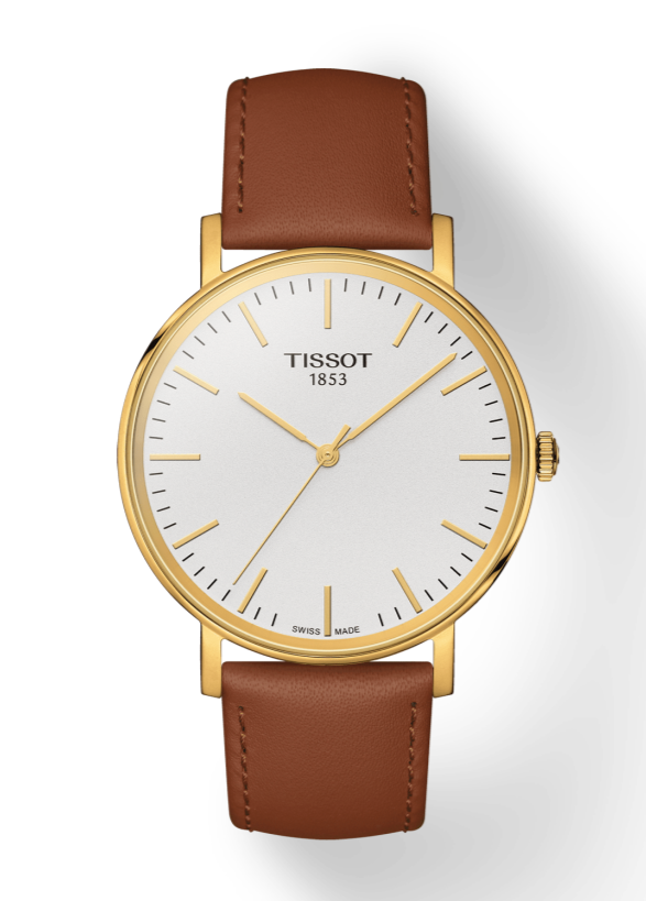 Tissot T Classic Everytime White Dial Brown Leather Strap Watch For Men - T109.410.36.031.00