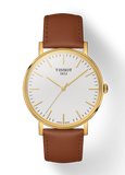 Tissot T Classic Everytime White Dial Brown Leather Strap Watch For Men - T109.410.36.031.00